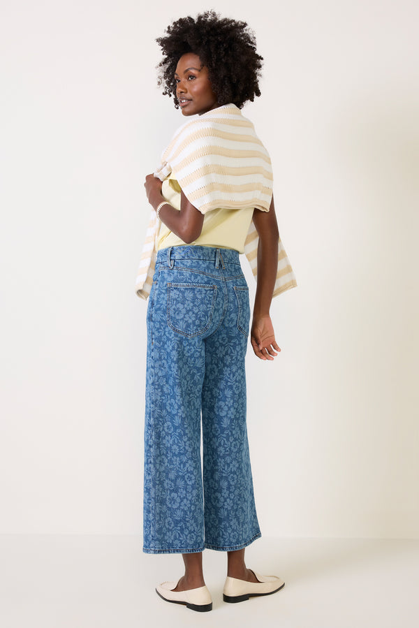 Everve Good Waist Cropped Palazzo Hibiscusbloom001