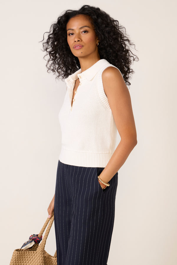 Everve Hadley Henley Tank Ivory