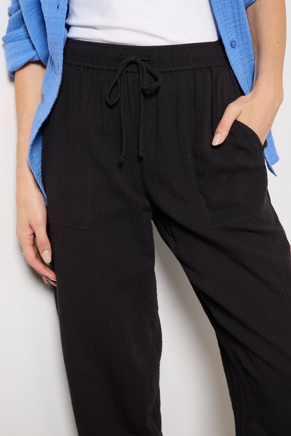 Everve Hailey Gauze Pant Black