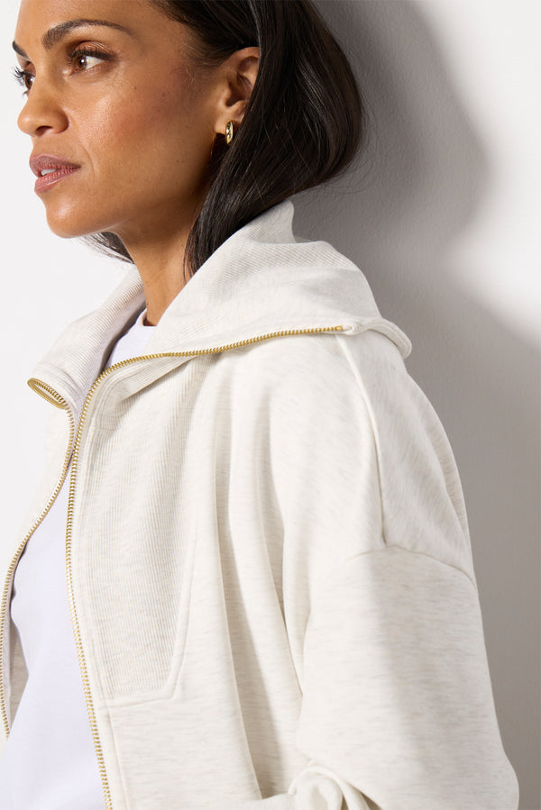 Everve Halley Zip Through Sweat Ivorymarl