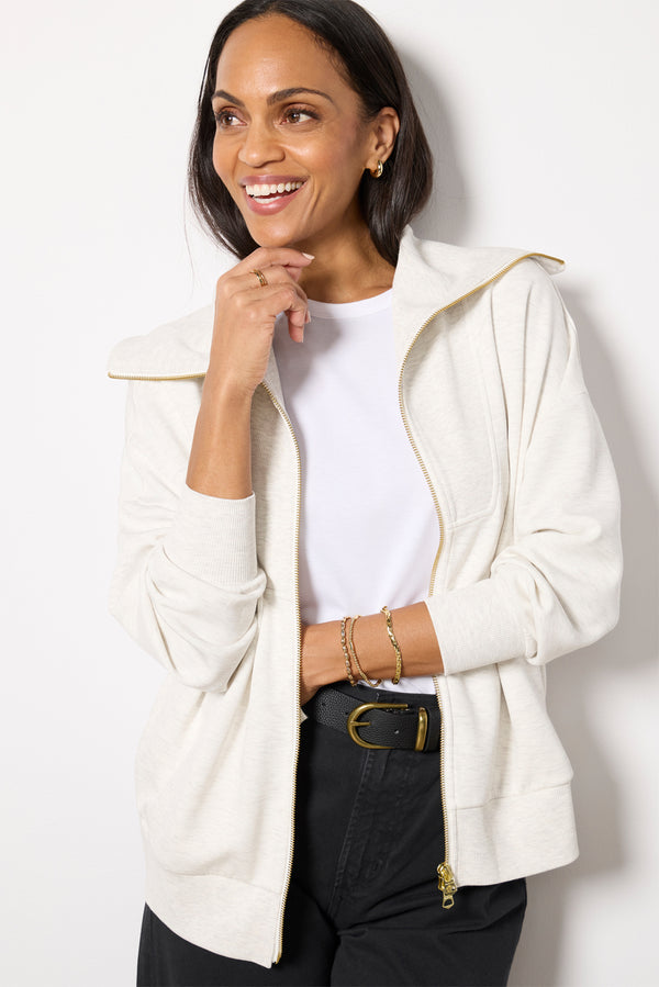 everve Halley Zip Through Sweat Ivorymarl