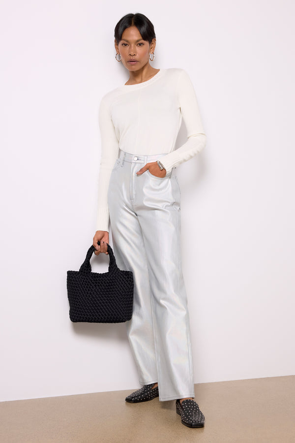 Everve Harlow Leather Pullover Winterwhite