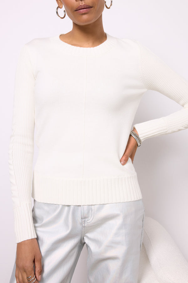 Everve Harlow Leather Pullover Winterwhite