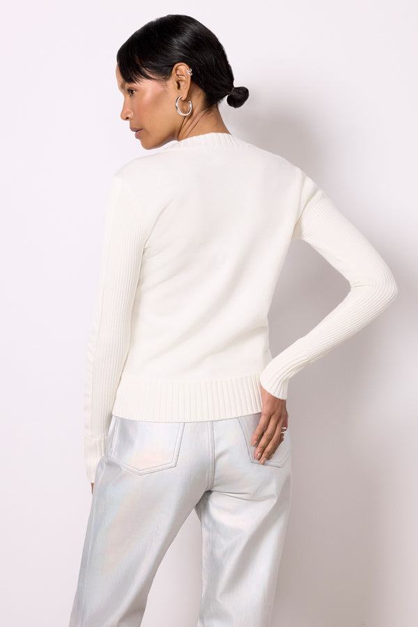 Everve Harlow Leather Pullover Winterwhite