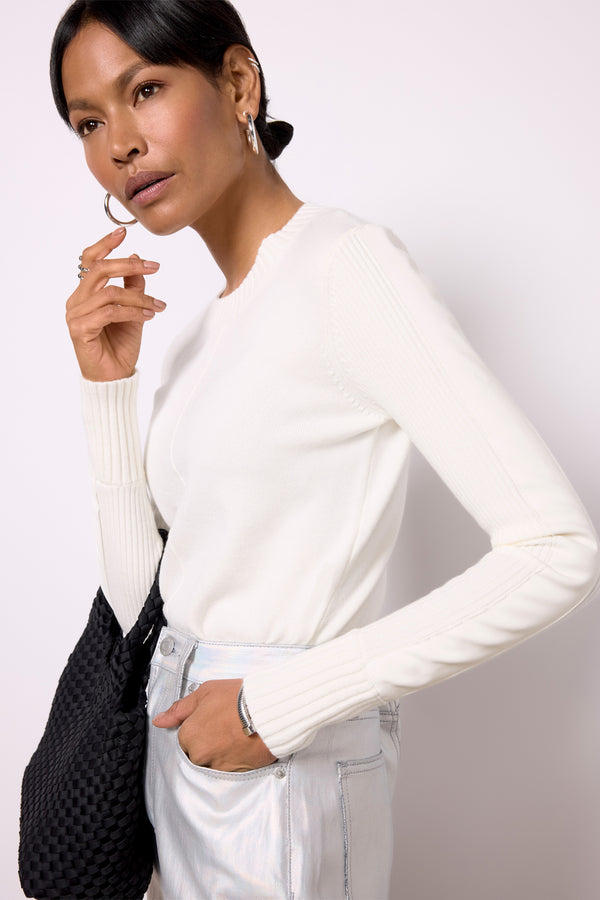 everve Harlow Leather Pullover Winterwhite