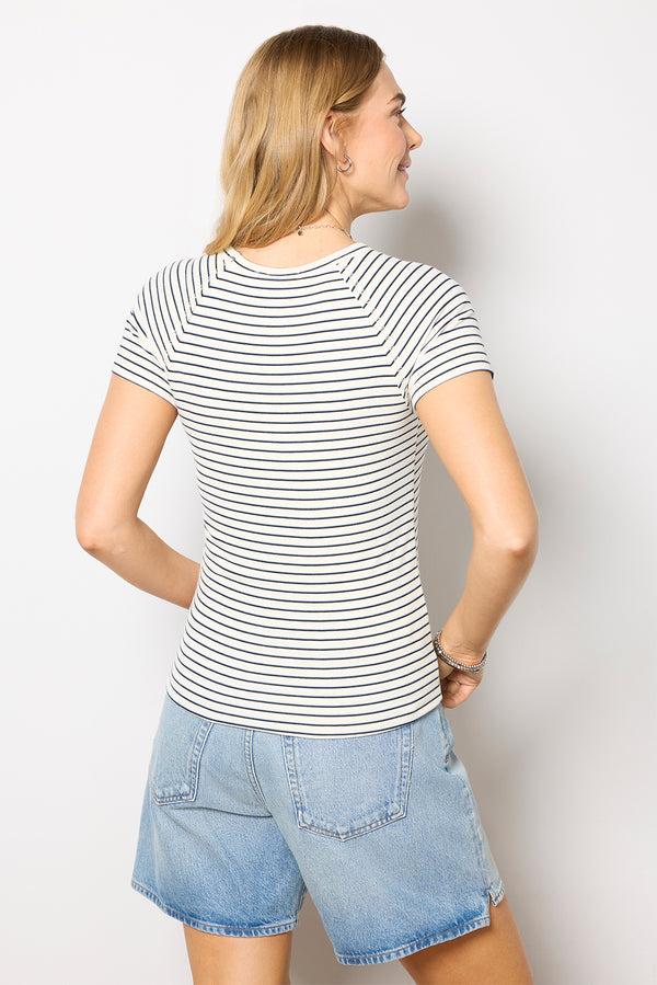 Everve Harrison Raglan Tee Ivory/Navystripe