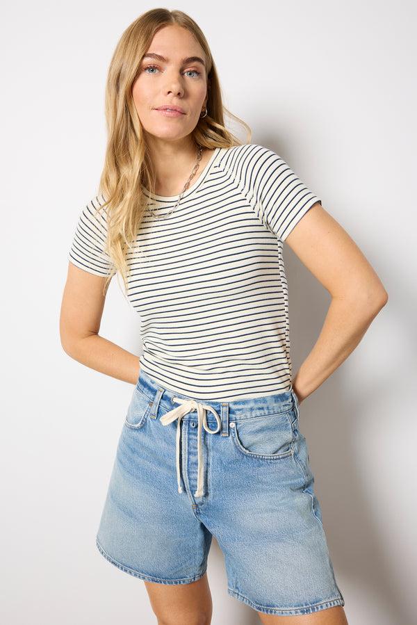 everve Harrison Raglan Tee Ivory/Navystripe