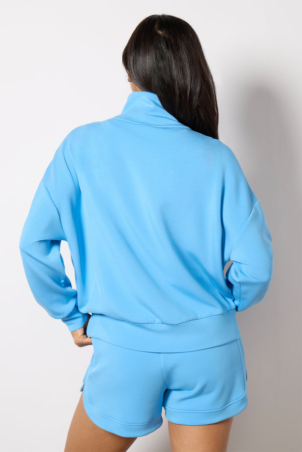 Everve Hawley Half Zip Sweat Azureblue