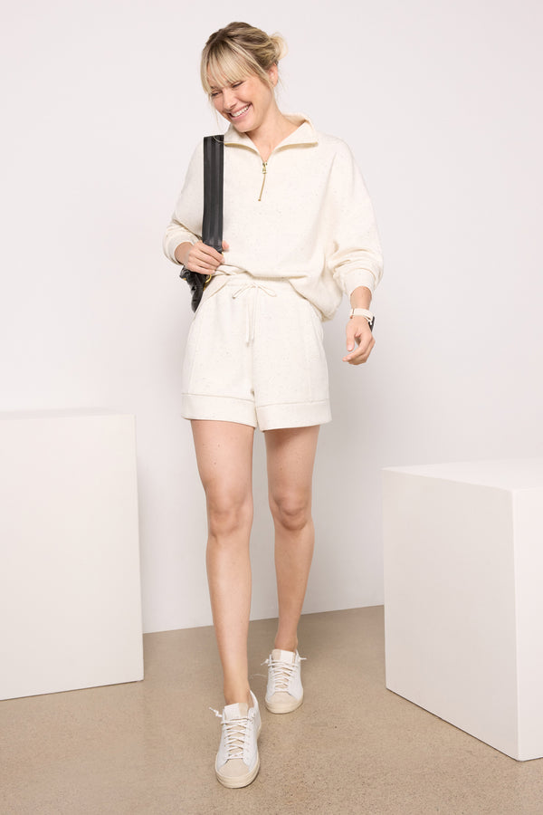 Everve Hawley Half Zip Sweat Ivorymarlfleck