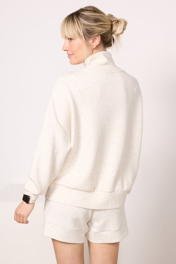 Everve Hawley Half Zip Sweat Ivorymarlfleck