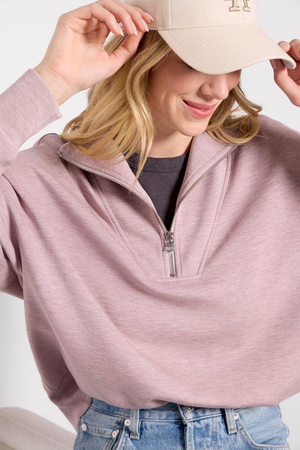 Everve Hawley Half Zip Sweat Mauvemarl