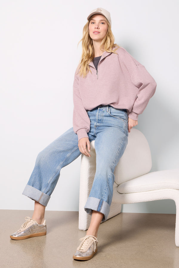 Everve Hawley Half Zip Sweat Mauvemarl