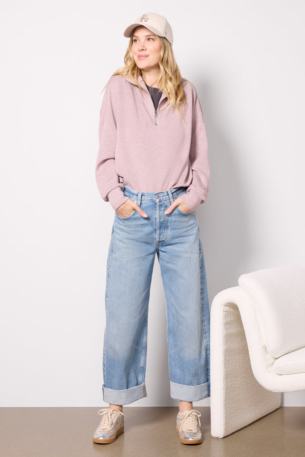 everve Hawley Half Zip Sweat Mauvemarl