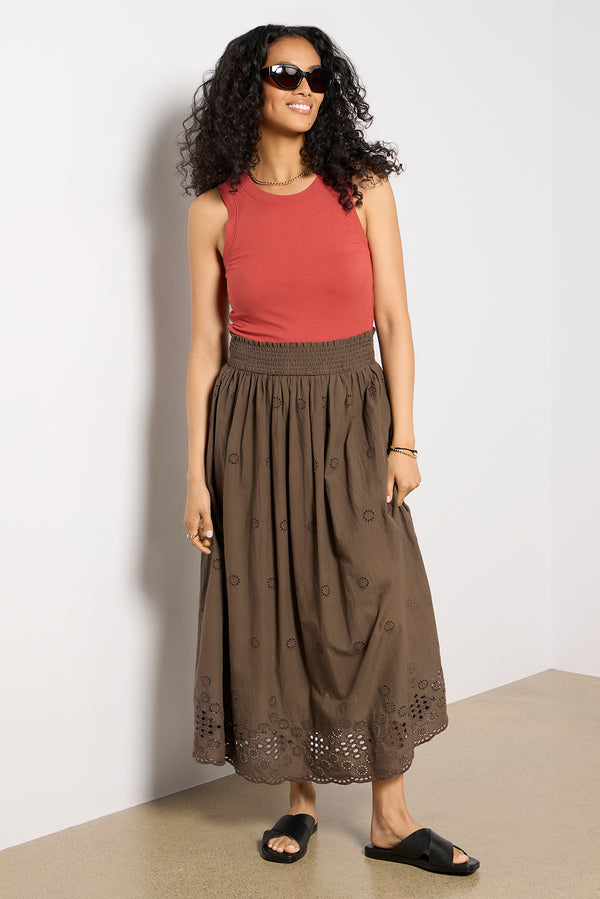 everve Hayden Midi Skirt Kalamata