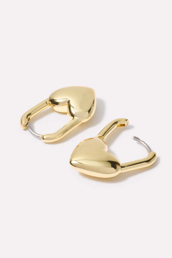 Everve Heart Padlock Huggies Gold