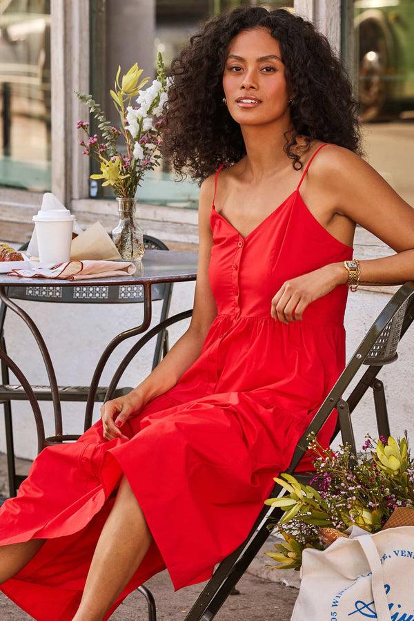 Everve Helen Midi Dress Red