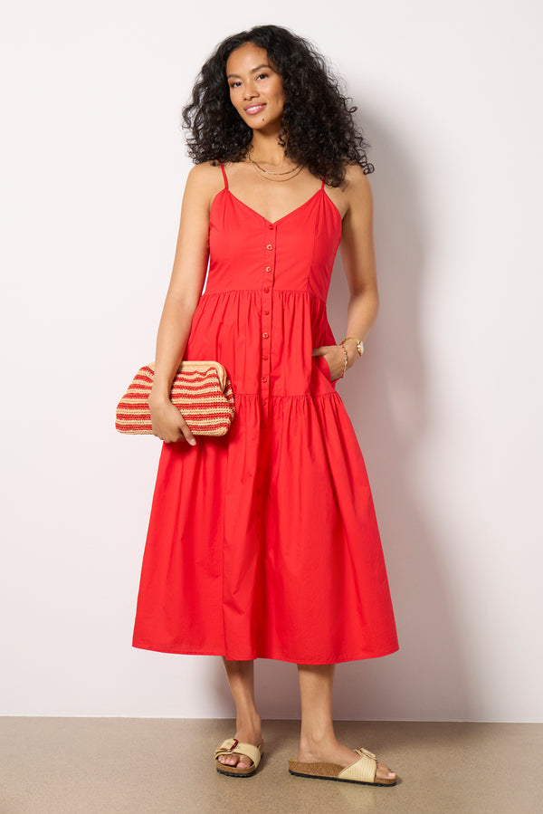 Everve Helen Midi Dress Red