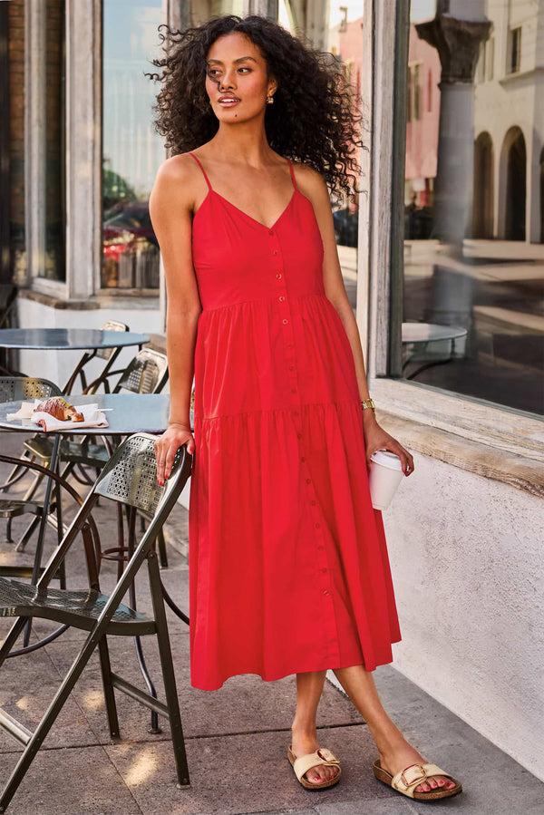 everve Helen Midi Dress Red