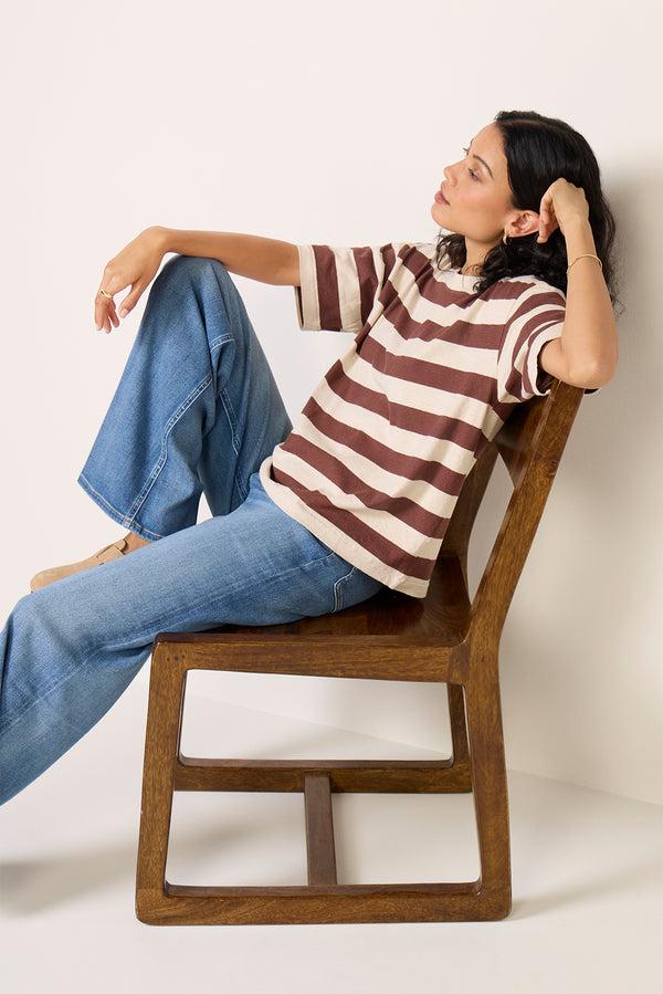 everve Hemp Blend Vintage Tee Espressostripe