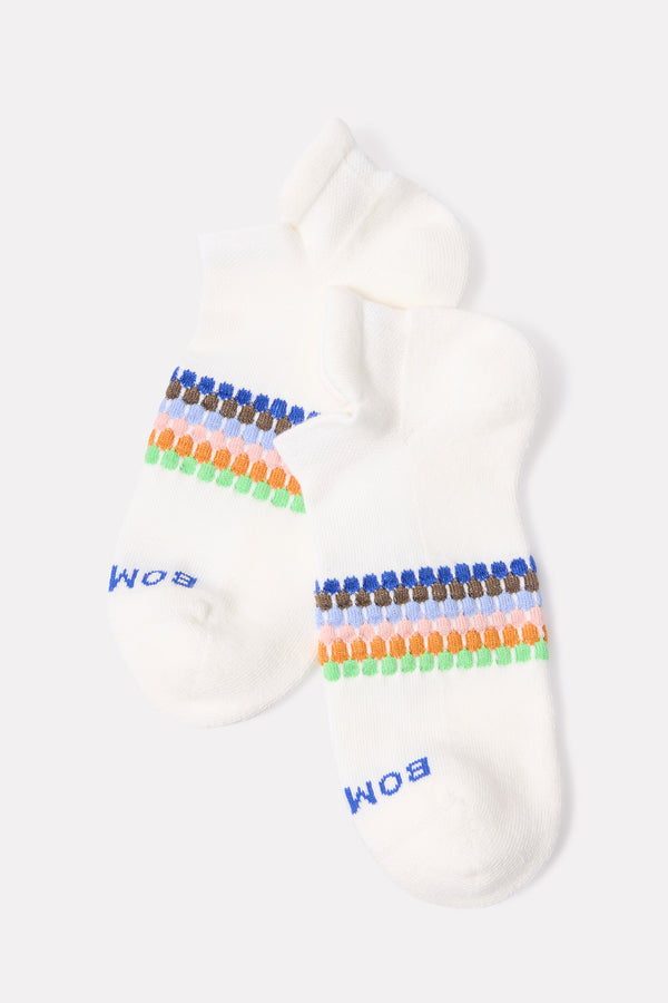 everve Honeycomb Stripe Ankle Sock White/Lapisblue