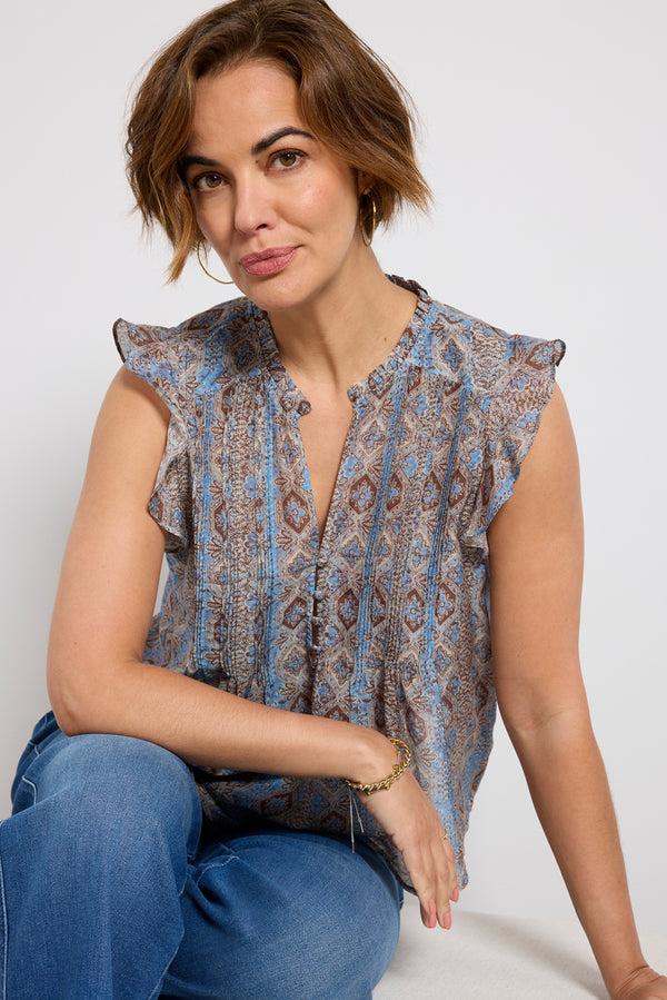 Everve Idris Top Slatebluemulti