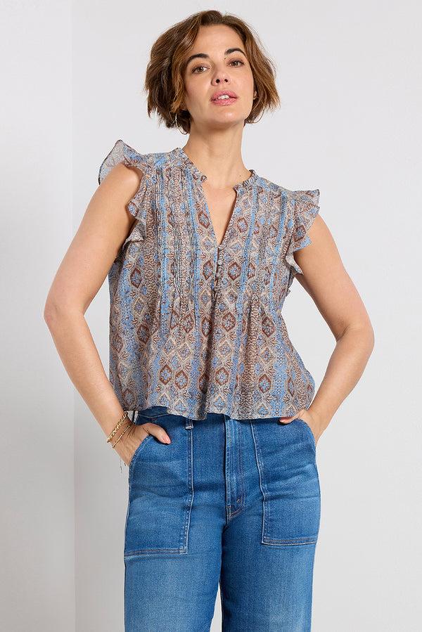 Everve Idris Top Slatebluemulti