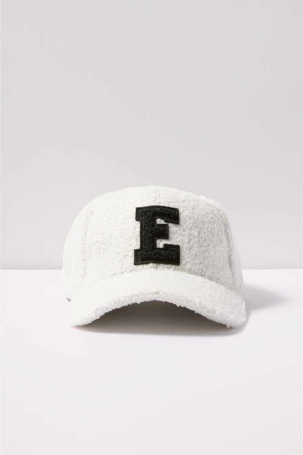 Everve Initial Sherpa Baseball Hat Ivory