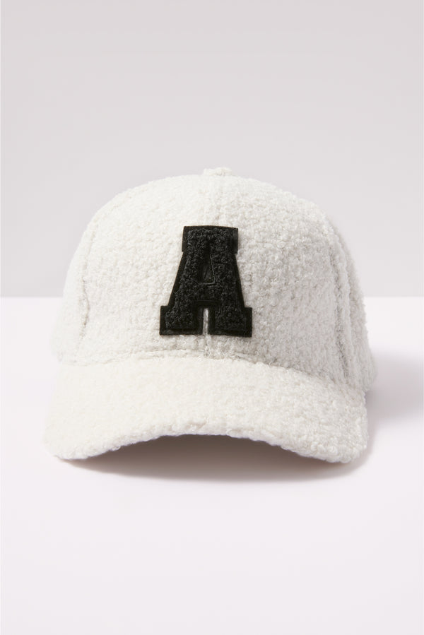 everve Initial Sherpa Baseball Hat Ivory