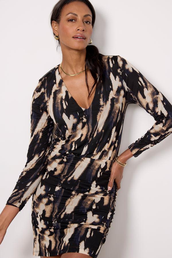 Everve Iris Mesh Bodycon Blackneutralabstract