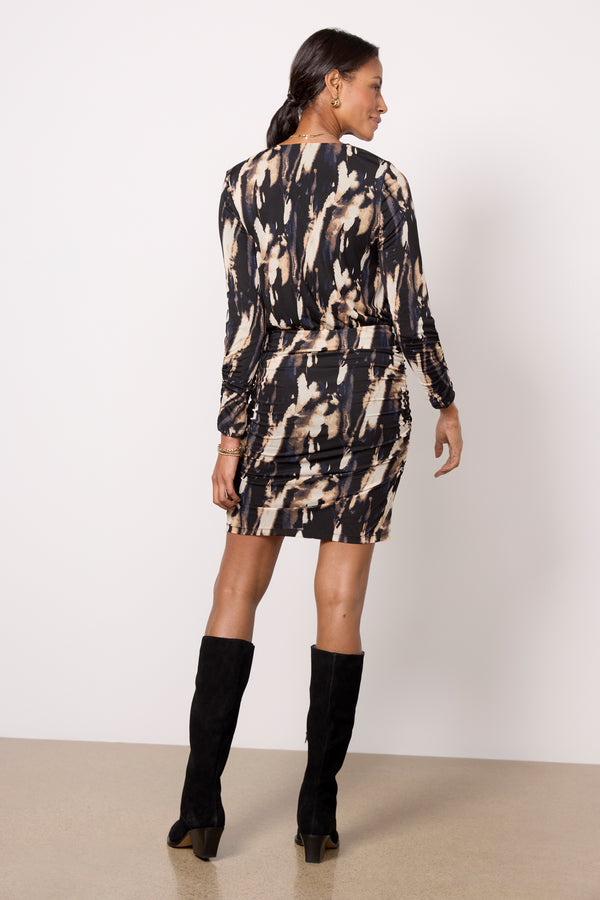 Everve Iris Mesh Bodycon Blackneutralabstract