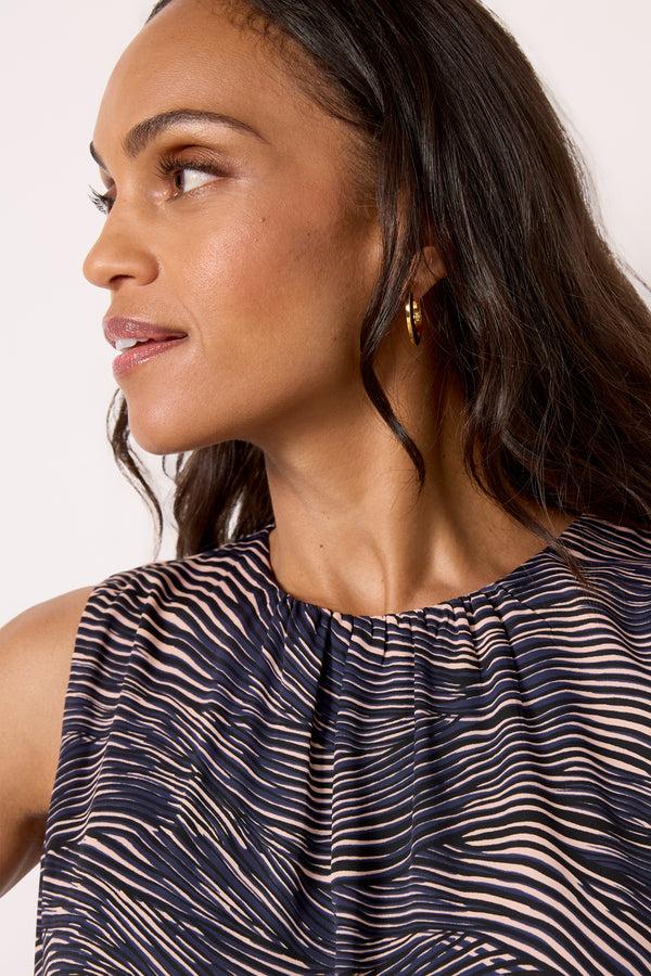 Everve Isabella Bubble Tank Tan/Black