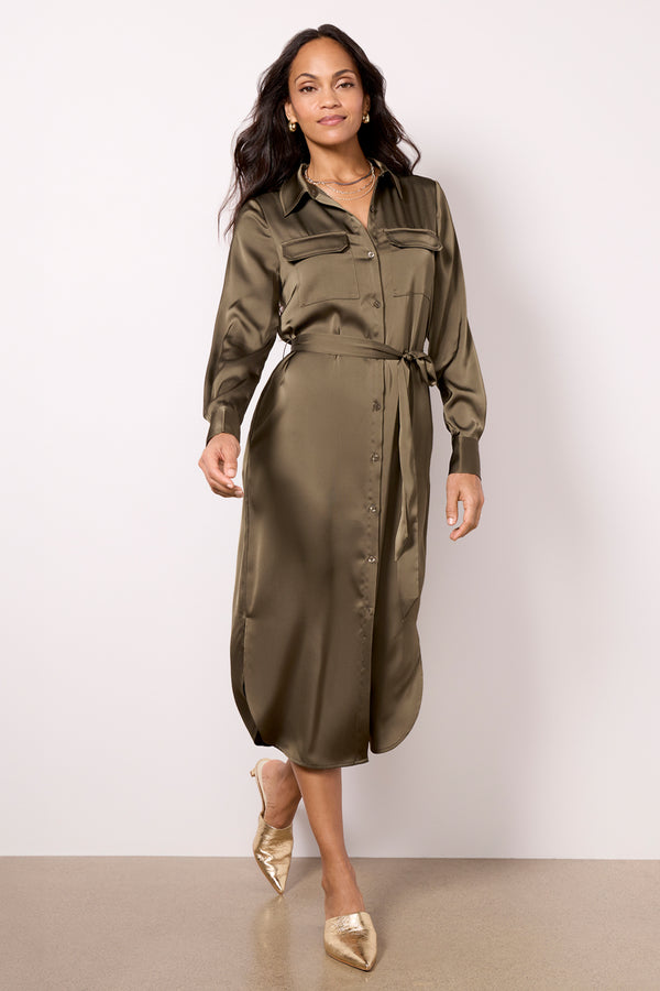 everve Ivey Shirt Dress Olive