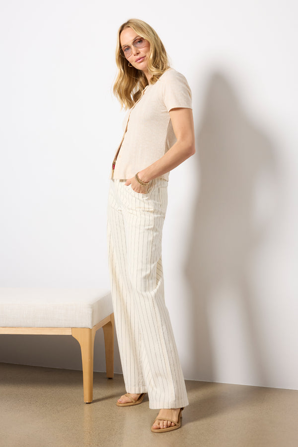 Everve Ivy Button Front Tee Oatmealheather