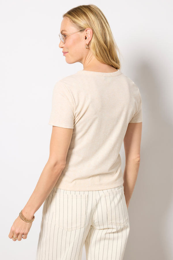 Everve Ivy Button Front Tee Oatmealheather