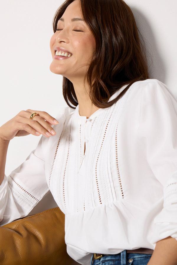 Everve Jacqueline Lace Inset Blouse White
