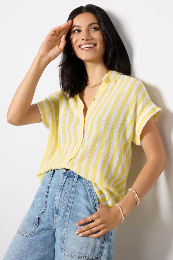 Everve Jaime Short Sleeve Top Daffodilestripe