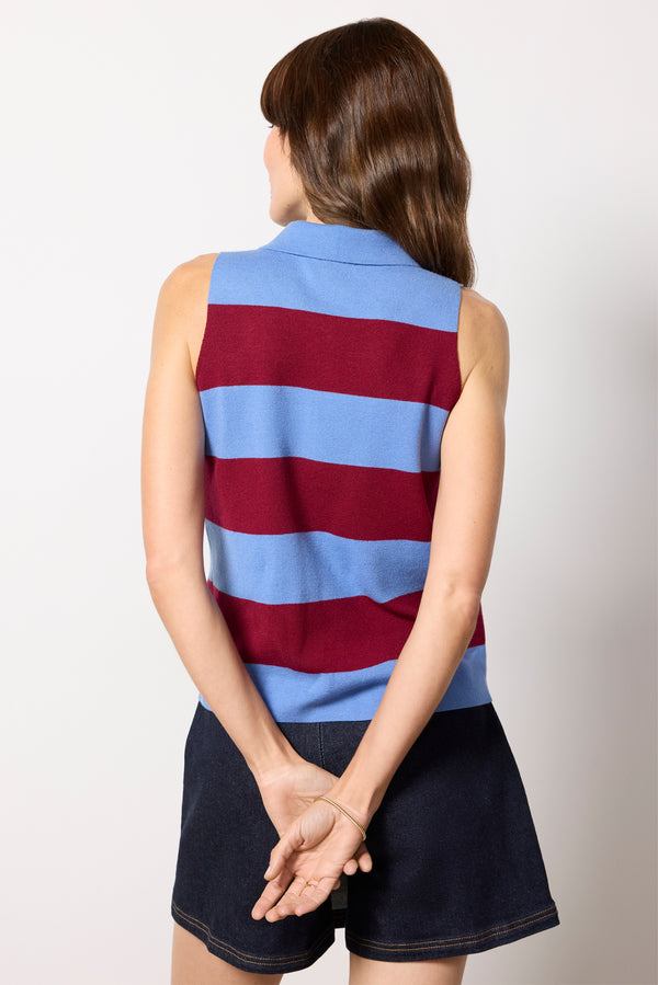 Everve Jayden Rugby Tank Blue/Wine