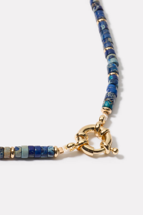 Everve Jaylin Beaded Necklace Blue/Gold