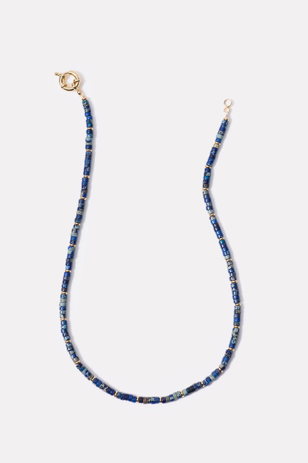 everve Jaylin Beaded Necklace Blue/Gold