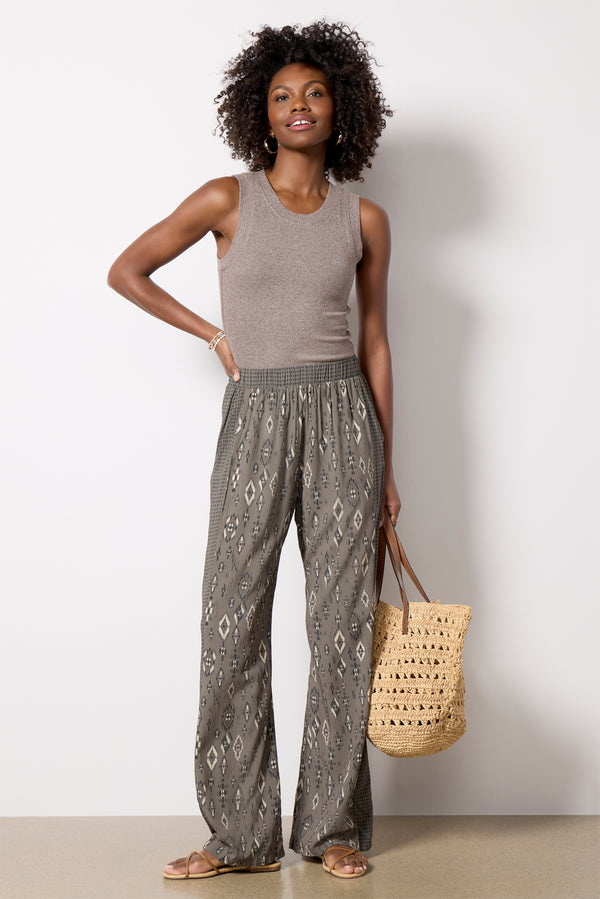 everve Jenny Printed Pant Olivecombo