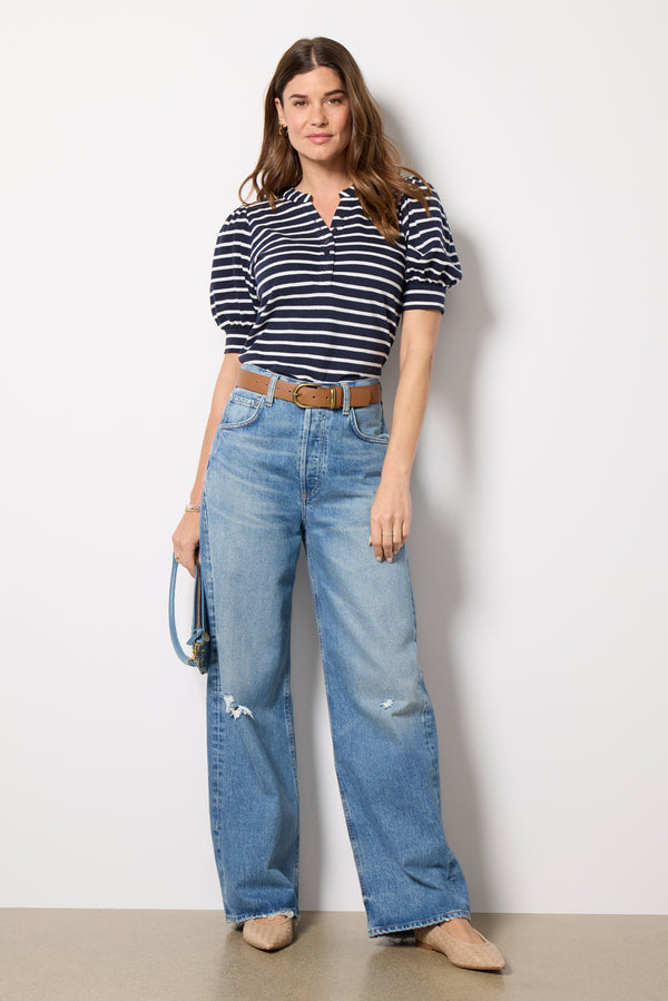 Everve Jewel Top Navy/Ivorystripe