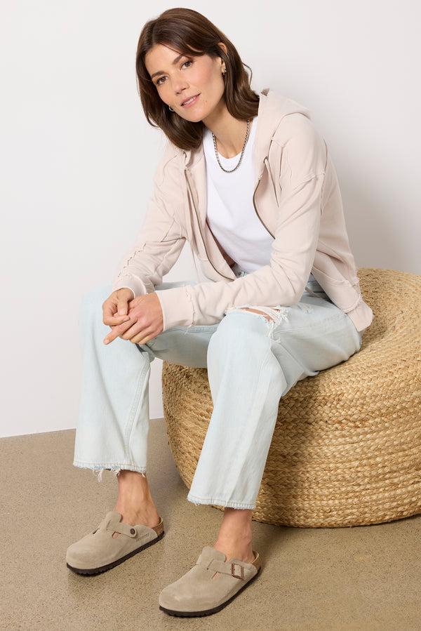 Everve Jillian Zip Up Hoodie Sweatshirt Neutral
