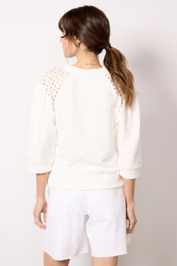Everve Joanne Crochet Trim Sweatshirt White