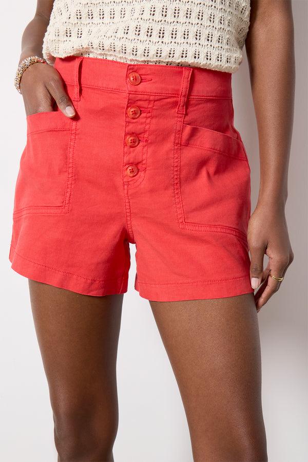Everve Joelle Stretch Linen Short Red