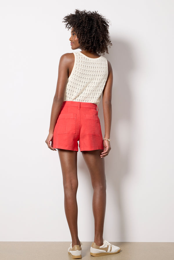 Everve Joelle Stretch Linen Short Red