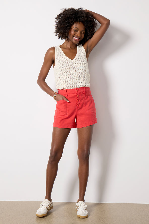 everve Joelle Stretch Linen Short Red