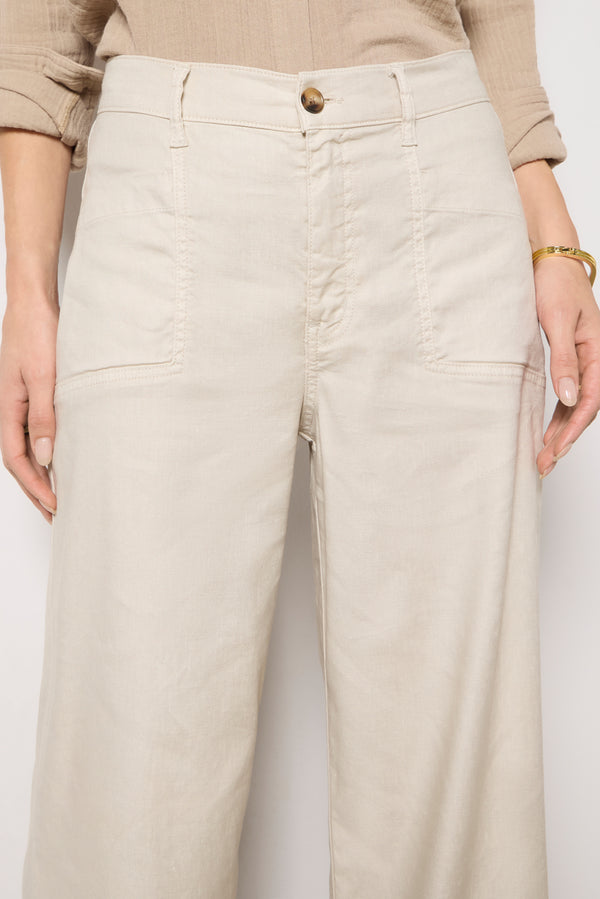 Everve Joelle Stretch Linen Trouser Barelybeige
