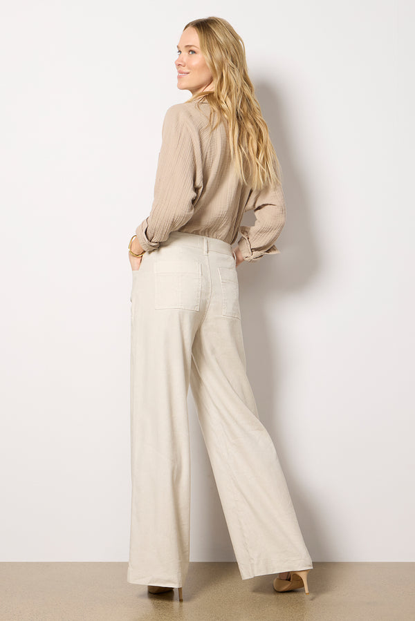 Everve Joelle Stretch Linen Trouser Barelybeige