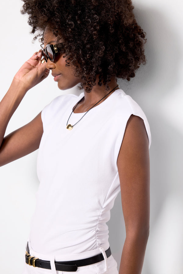 Everve Joni Crew Neck Top White