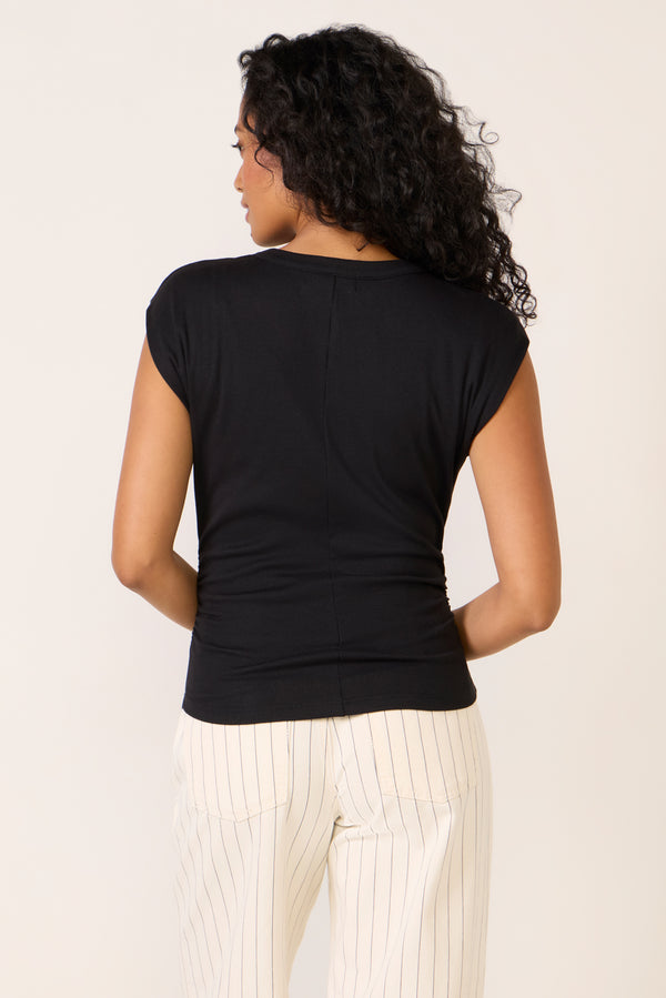 Everve Joni Snap Henley Top Black